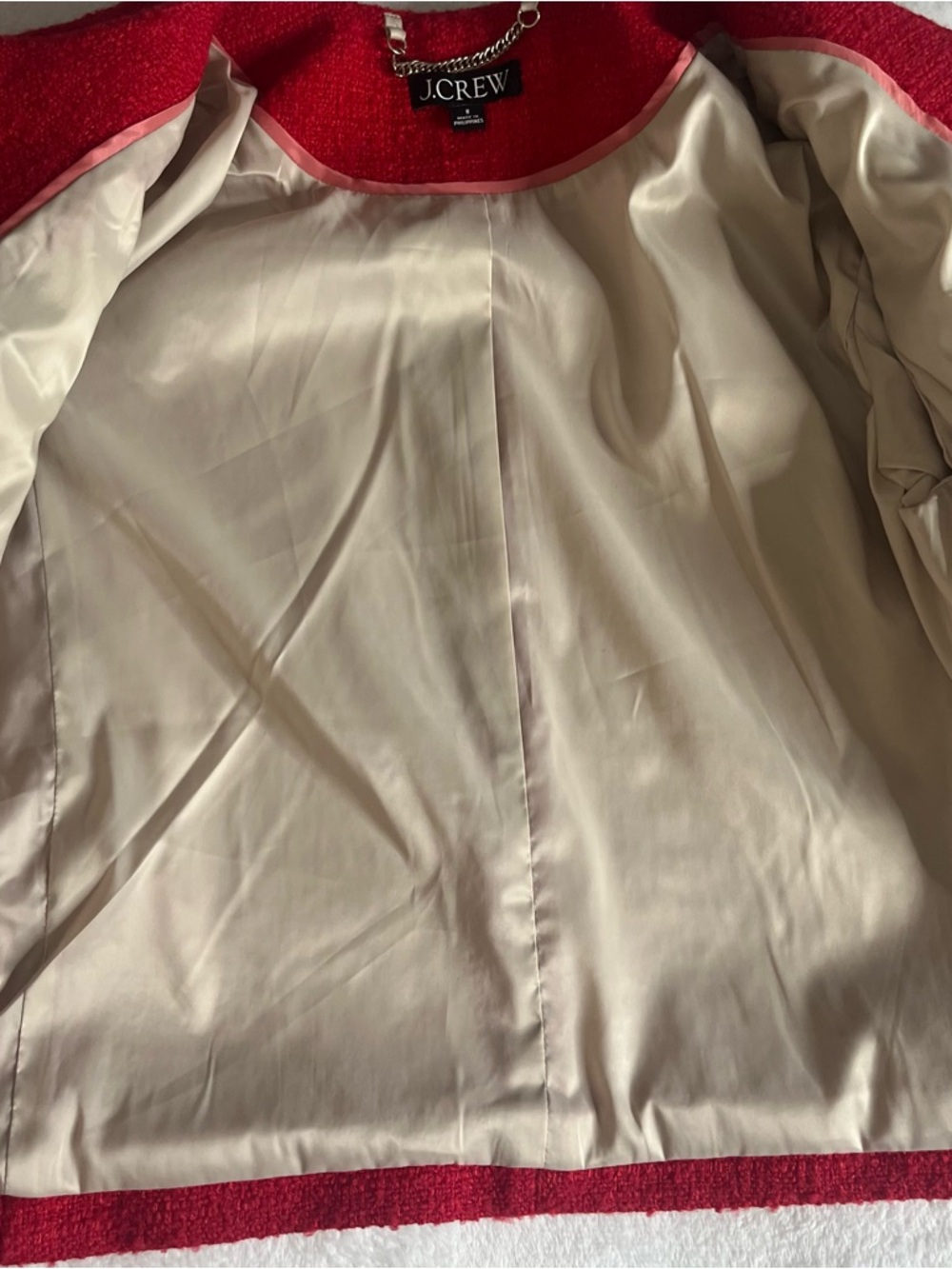 J. Crew Red Bouclé Military-Style Button Jacket - Picture 12 of 16